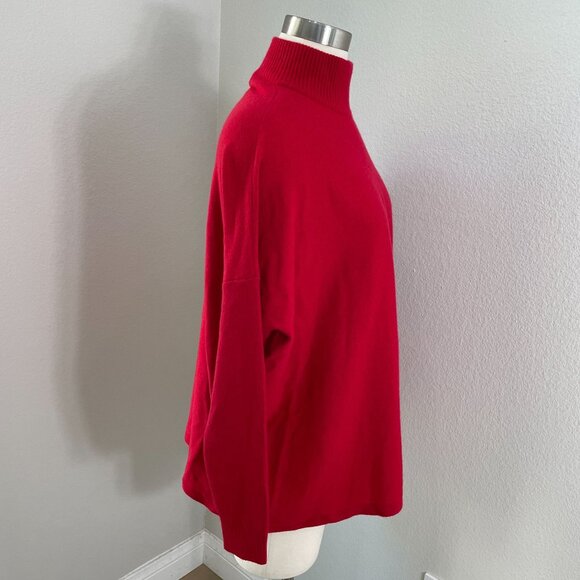 Pure Collection Womens 6 Red 100% Cashmere Turtleneck Sweater Long Sleeve Boxy - Picture 3 of 12
